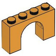 Lego kostka (kostička) most oblouk 1x4x2, středně oranžová (4158935)